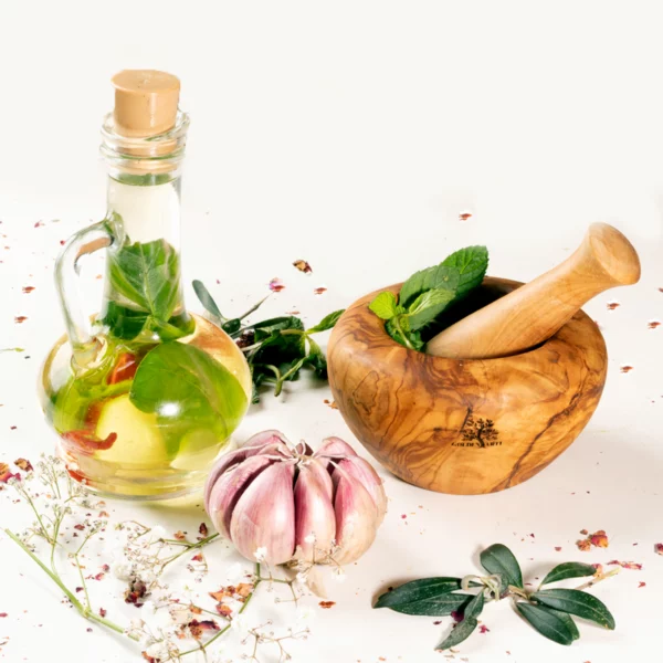 Mortier et pilon en bois d’olivier Mortier et pilon en bois d’olivier