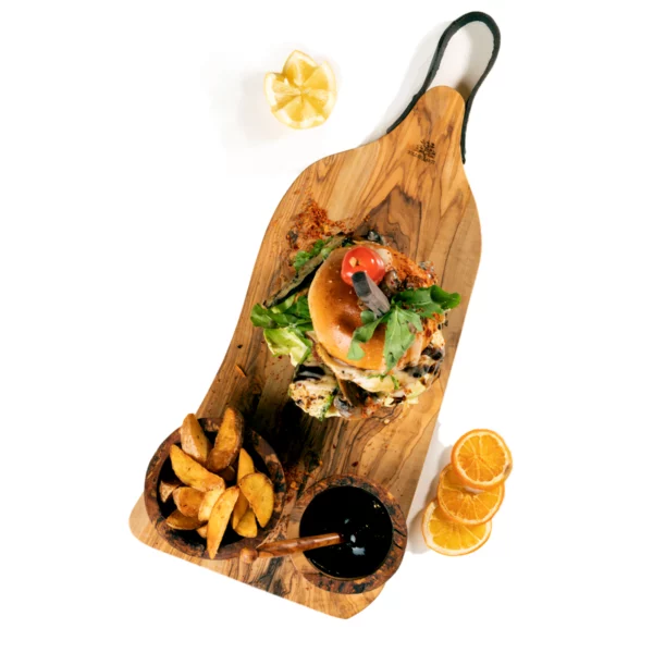 Planche en bois d'olivier avec cuir Planche en bois d'olivier avec cuir