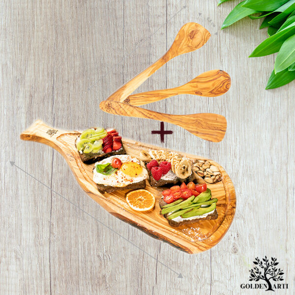 planche 40cm avec manche avec groove+ 3 cuillères planche 40cm avec manche avec groove+ 3 cuillères